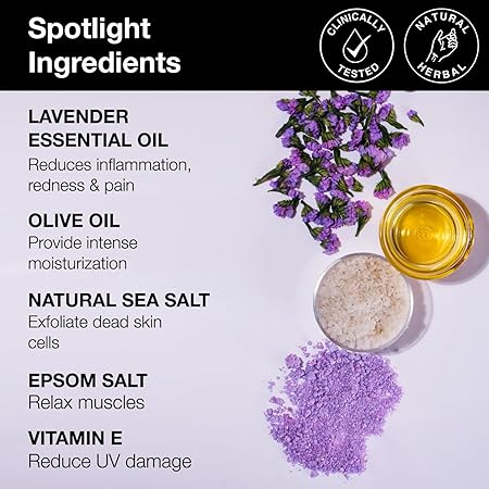 Soulflower Lavender Bath Saltsea Salt, Lavender Essential Oil & Vitamin E