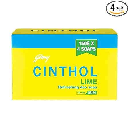Cinthol Lime Soap 99.9% Germ Protection, Pack of 4