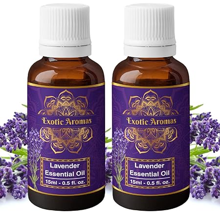 Exotic Aromas Lavender Essential Oil for Aroma Therapy, Stress Relief, Hair, Skin & Sleep, Pack of 2