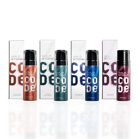 Wild Stone CODE Mini Pack with Iridium, Titanium, Steel and Copper Body Perfume Gift Set for Men, Pack of 4