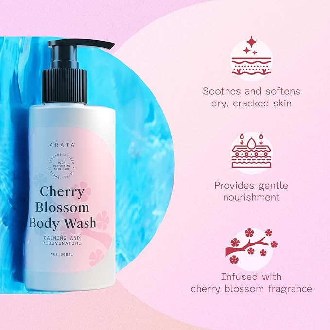 Arata Nourishing Body Wash with Cherry Blossom Fragrance Daily Calming Body Wash