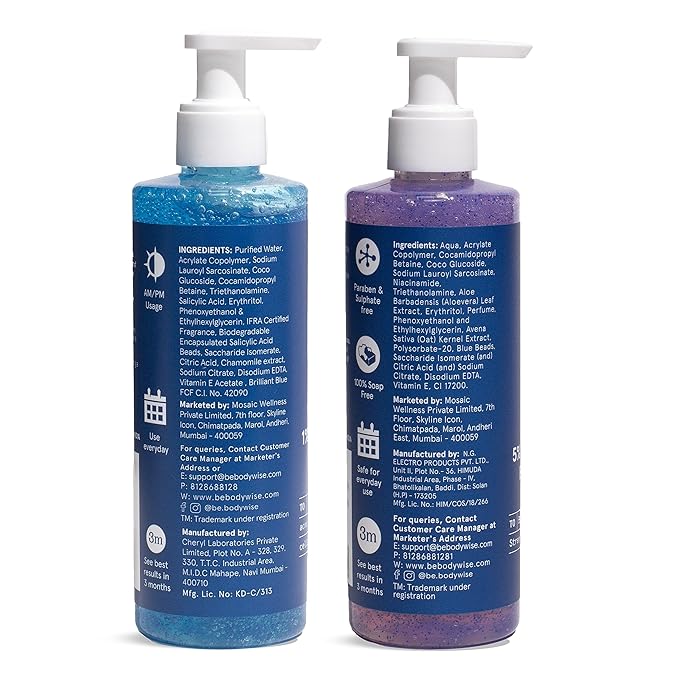 Be Bodywise 5% Niacinamide Body Wash & 1% Salicylic Acid Body Wash With Aloe Vera & Chamomile Extract, Pack of 2