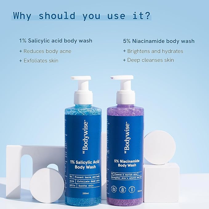 Be Bodywise 5% Niacinamide Body Wash & 1% Salicylic Acid Body Wash With Aloe Vera & Chamomile Extract, Pack of 2