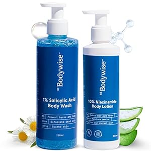 Be Bodywise Body Acne Reduction Kit with 1% Salicylic Acid Body Wash & 10% Niacinamide Hydrating Face & Body Lotion