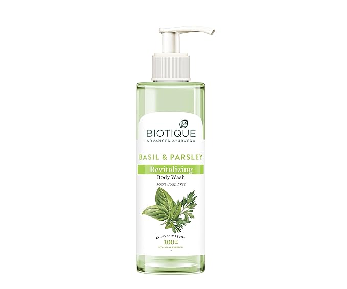 Biotique Basil & Parsley Revitalizing Body Wash Soften Skin Provides Natural Brightness Deeply Cleanses