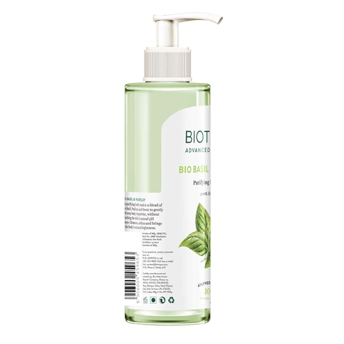 Biotique Basil & Parsley Revitalizing Body Wash Soften Skin Provides Natural Brightness Deeply Cleanses
