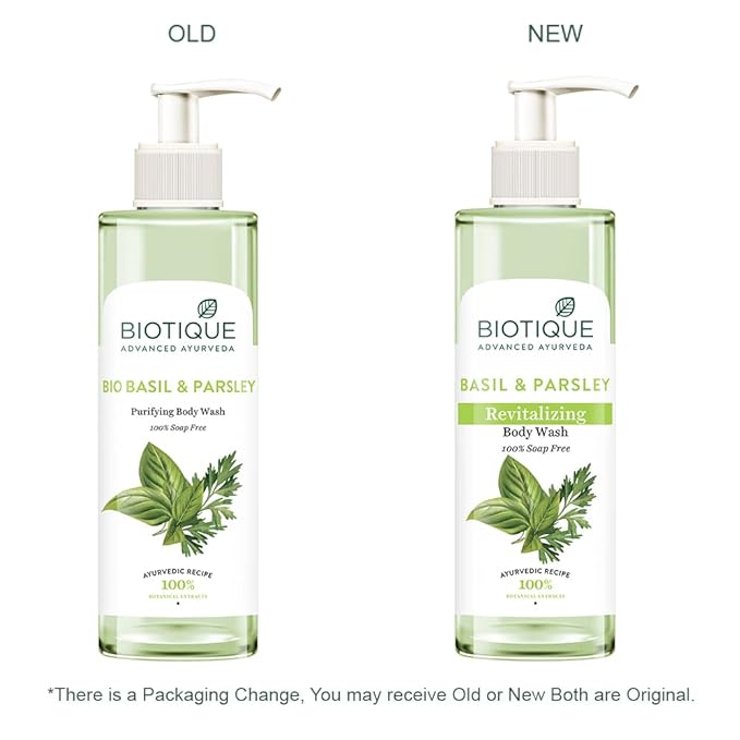 Biotique Basil & Parsley Revitalizing Body Wash Soften Skin Provides Natural Brightness Deeply Cleanses