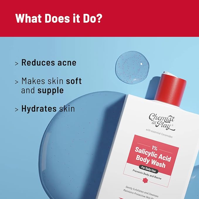 Chemist at Play 1% Salicylic Acid Body Wash Paraben & SLS Free Gentle Exfoliating Shower Gel