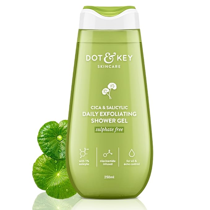Dot & Key Cica & 1% Salicylic Daily Exfoliating Shower Gel Niacinamide Infused Body Wash for Oil & Acne Control