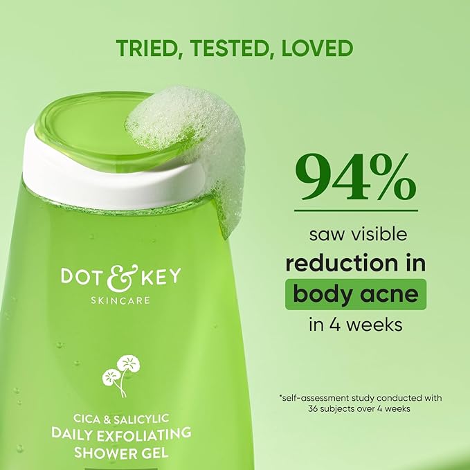 Dot & Key Cica & 1% Salicylic Daily Exfoliating Shower Gel Niacinamide Infused Body Wash for Oil & Acne Control
