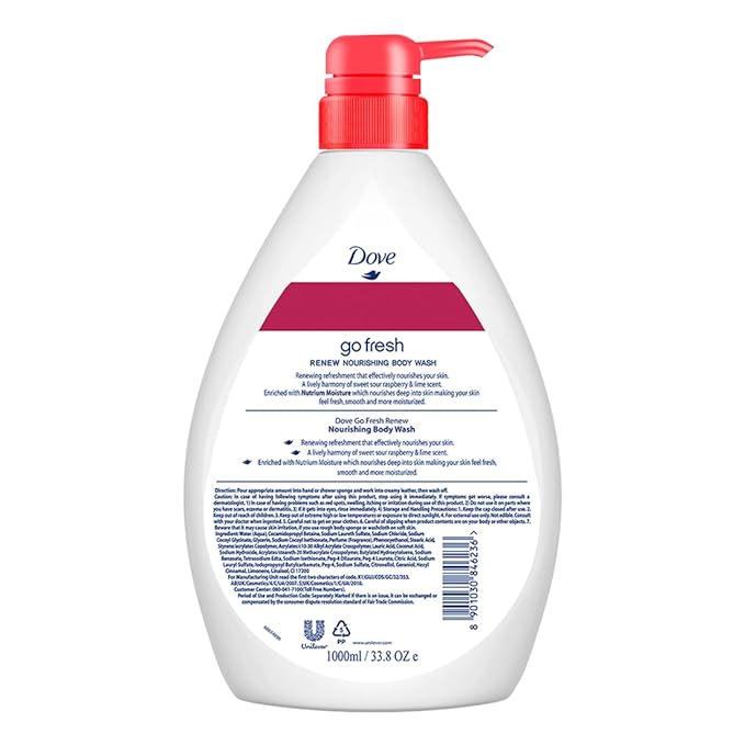Dove Renewing Raspberry Body Wash with Lime Pump Bottle Go Fresh Nourishing Shower Gel