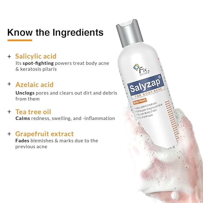 Fixderma 2% Salicylic Acid Salyzap Body Wash For Acne,Non Foaming Body Wash