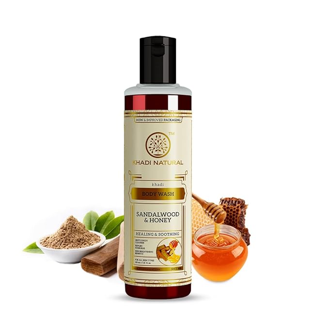 Khadi Natural Sandalwood & Honey Body Wash Gentle Body Cleanser for Healthy Skin