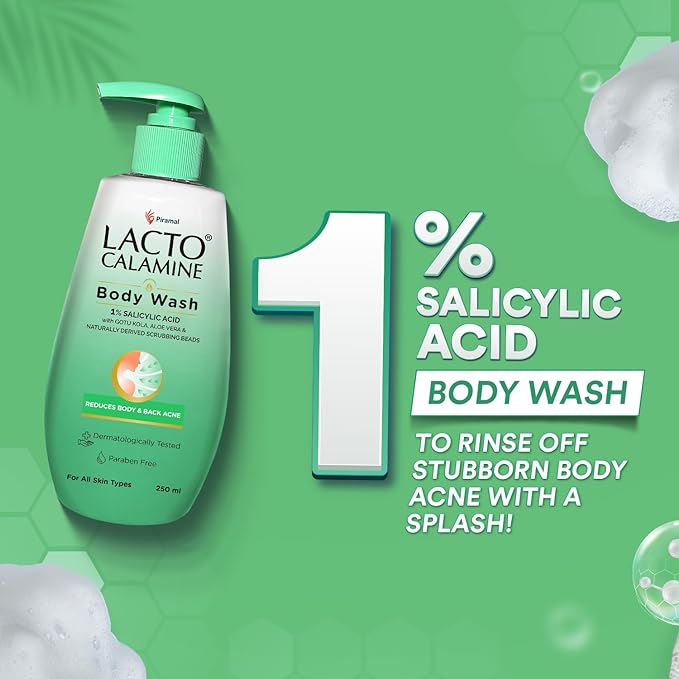 Lacto Calamine 1% Salicylic Acid Body Wash For Body Acne, Back Acne, Rough & Bumpy Skin