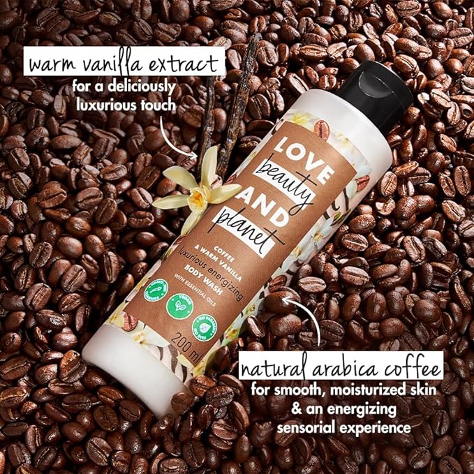Love Beauty & Planet Coffee & Warm Vanilla Energising Body Wash Liquid Shower Gel