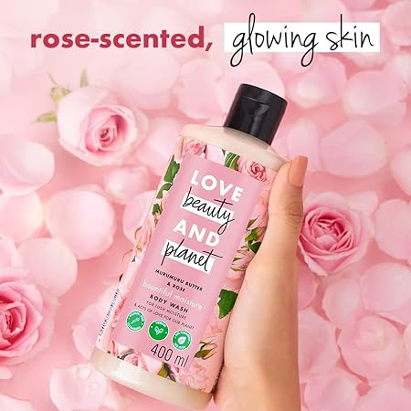 Love Beauty & Planet Murumuru Butter and Rose Moisturising Body Wash|Crème Shower Gel for Soft Skin
