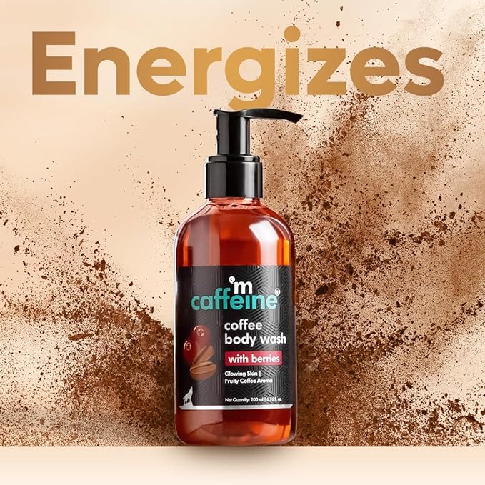 mCaffeine Coffee Body Wash with Berries De-Tan & Deep Cleansing Shower Gel For Men & Women