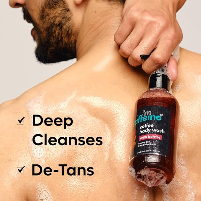 mCaffeine Coffee Body Wash with Berries De-Tan & Deep Cleansing Shower Gel For Men & Women