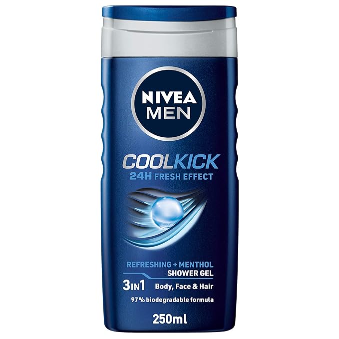 Nivea Men Cool Kick Body Wash Shower Gel for Face, Body & Hair