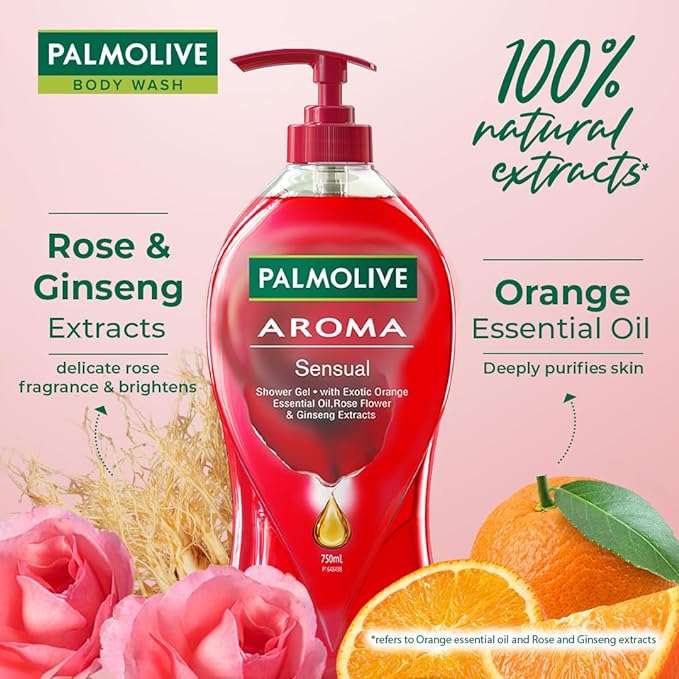 Palmolive Rose, Orange Essential Oil & Ginseng Aroma Sensual Body Wash