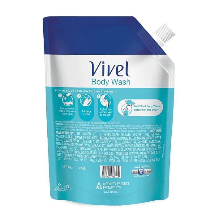 Vivel Exfoliating Body Wash, Mint & Cucumber Shower Gel Creme, Liquid Refill Pouch