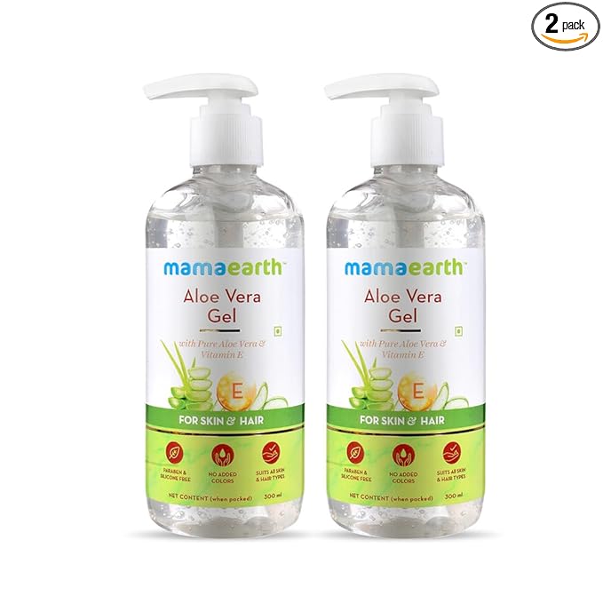 Mamaearth Aloe Vera Gel For Face, with Pure Aloe Vera & Vitamin E for Skin and Hair, Pack of 2