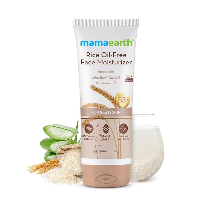 Mamaearth Rice Oil-Free Face Moisturizer for Oily Skin, With Rice Water & Niacinamide for Glass Skin