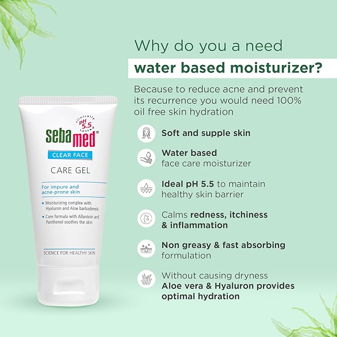 Sebamed Clear Face Care Gel Ph 5.5 Acne Prone Skin Hyaluron & Aloe Vera Water Based Moisturiser