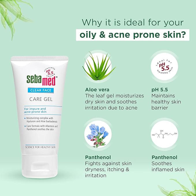 Sebamed Clear Face Care Gel Ph 5.5 Acne Prone Skin Hyaluron & Aloe Vera Water Based Moisturiser