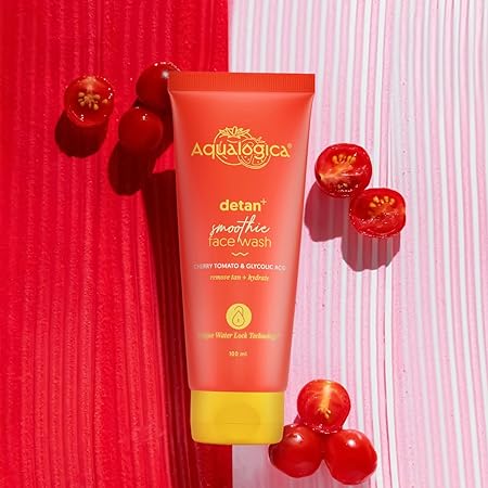 Aqualogica Detan+ Smoothie Face Wash with Glycolic Acid & Cherry Tomato for Men & Women for Tan removal, Hydrates & Gentle Exfoliates