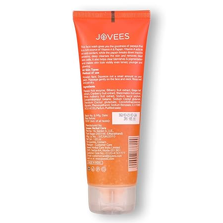 Jovees Herbal Papaya Face Wash For Women/Men Brightening and Glowing Skin