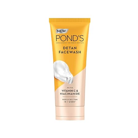 Ponds Detan Facewash for Tan Reduction, with Brightening Vitamin C & Niacinamide