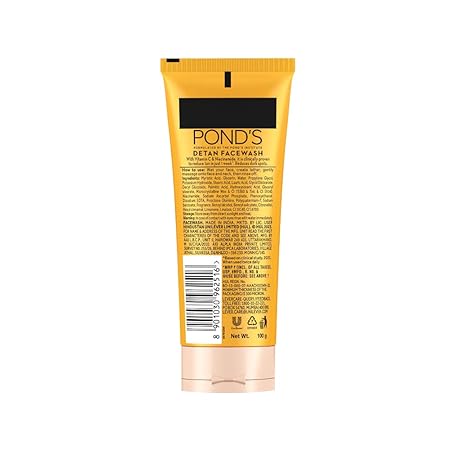 Ponds Detan Facewash for Tan Reduction, with Brightening Vitamin C & Niacinamide