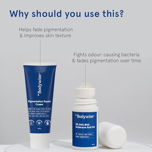 Be Bodywise Underarm Pigmentation Kit - No Fragrance With 4% AHA BHA Underarm Roll