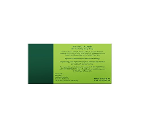 Biotique Basil & Parsley Revitalizing Bathing Bar, Ayurvedic and Organically Pure, Maintains Skins Natural pH