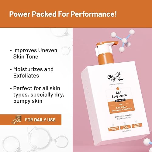 Chemist At Play AHA Body Lotion with 5% Natural AHA, Niacinamide, Shea Butter, Skin Brightening Lotion