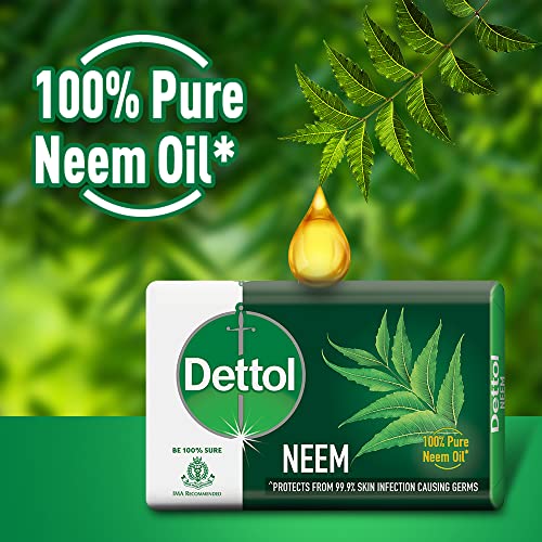 Dettol Neem Bathing Soap Bar With Pure Neem Oil, Pack of 4
