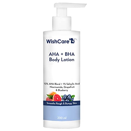 WishCare 10% AHA + 1% BHA Body Lotion - Smooths Rough & Bumpy Skin - Glycolic & Lactic Acid Body Lotion with Niacinamide