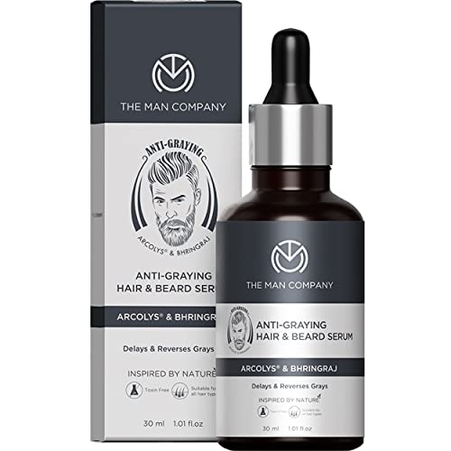 The Man Company Anti-Graying Hair & Beard Serum for Men Enriched With Bhringraj | Arcolys & Shikakai