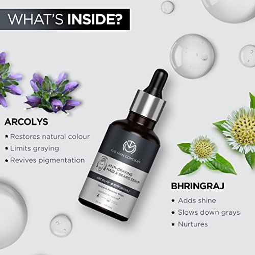 The Man Company Anti-Graying Hair & Beard Serum for Men Enriched With Bhringraj | Arcolys & Shikakai