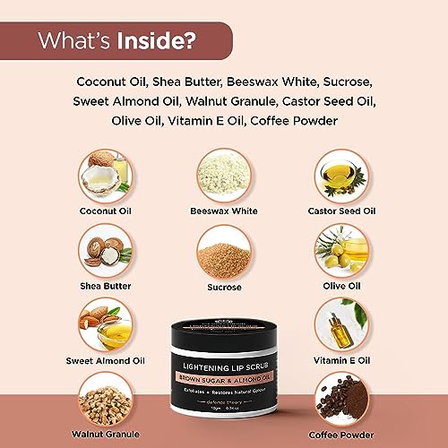 The Man Company Lightening Lip Scrub With Brown Sugar, Almond Oil, Vitamin E, Coconut Oil & Argan Oil For Dry & Chapped Lip