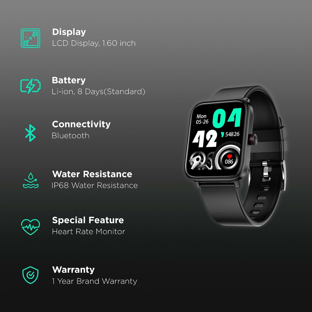 Fire-Boltt Ninja Pro Max Smartwatch with 1.6" Display |  Camera & Music Control |  SpO2 |  Heart Rate Tracking & Ultra Thin Body