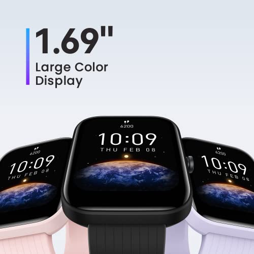Amazfit | 1.69" Large HD Color Display | 60+ Sports Modes | 14-Day Battery | Bip 3 Smartwatch with SpO2 Monitoring & 5ATM Water Resistance