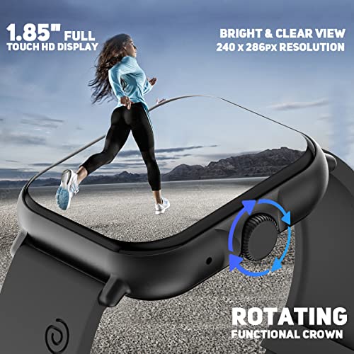 Ptron | 1.85" Full Touch HD Display | Bluetooth Calling | High Brightness | Force X12N Smartwatch with IP68 Waterproof, Health Tracking & Multiple Sports Modes