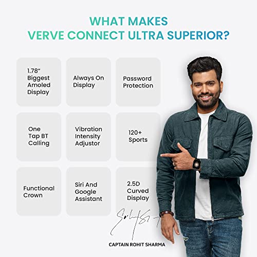 Tagg | 1.78" AMOLED Display | Bluetooth Calling | Premium Protection | Verve Connect Ultra Smartwatch with IP68 Resistance & Multiple Sports Modes