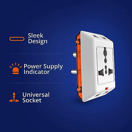 Wipro 3 way multiplug with built in Surge Protector, Pack of 2