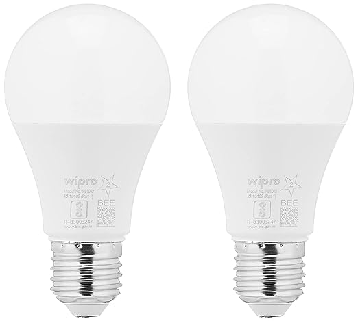 Wipro Polycarbonate Garnet Base E27 9 W LED Bulb, Warm White, Pack of 2