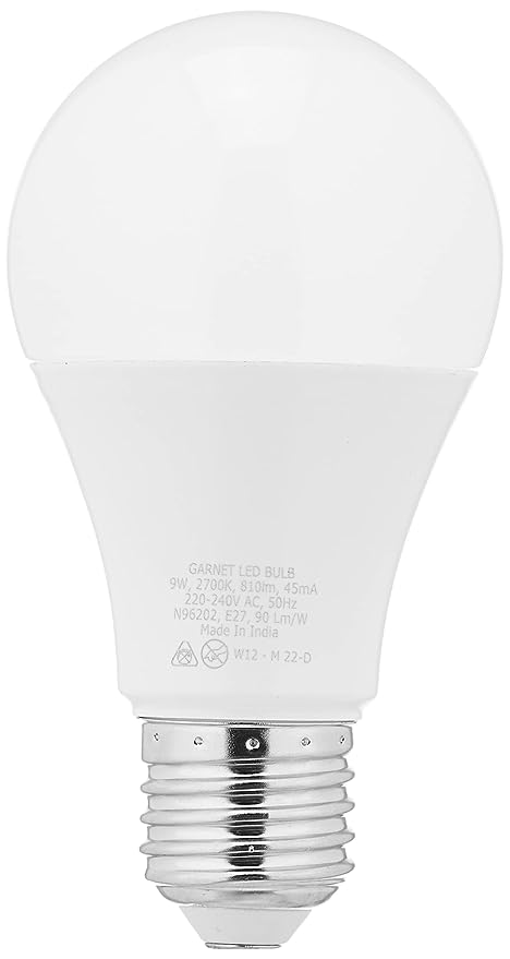Wipro Polycarbonate Garnet Base E27 9 W LED Bulb, Warm White, Pack of 2