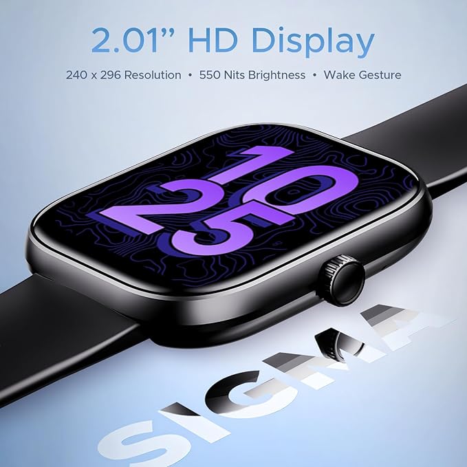 boAt Wave Sigma Smartwatch with 2.01" HD Display |  Bluetooth Calling |  Multiple Watch Faces & Health Monitoring