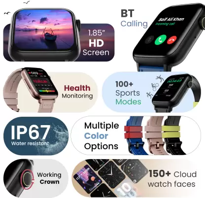 Boult | 1.85" HD Display | 500 Nits Brightness | 150 Watch Faces | Drift Smartwatch with Bluetooth Calling, SpO2 Monitoring & IP68 Resistance
